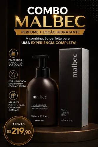 COMBO MALBEC TRADICIONAL PERFUME + LOÇÃO HIDRATANTE R$ 219.90