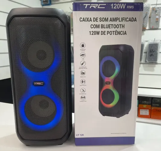 Caixa de som amplificada pega microfone Bluetooth pendrive cartão usd e FM cuida