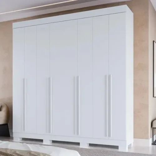 Guarda-roupa Casal Stella 8 Portas 4 Gavetas 100% Mdf Branco - Acp Móveis Branco