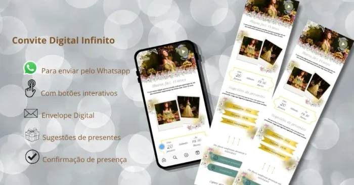 Convite Digital Infinito - 15 Anos - Casamento - Eventos