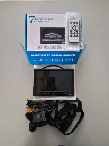Tela Monitor Retrovisor LCD 7" Full HD Veicular MP5/Bluetooth - Novo c/ NF