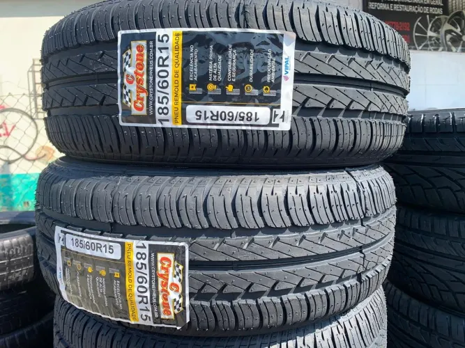02 pneus 185/60/15 remolde Crystone (montagem grátis)