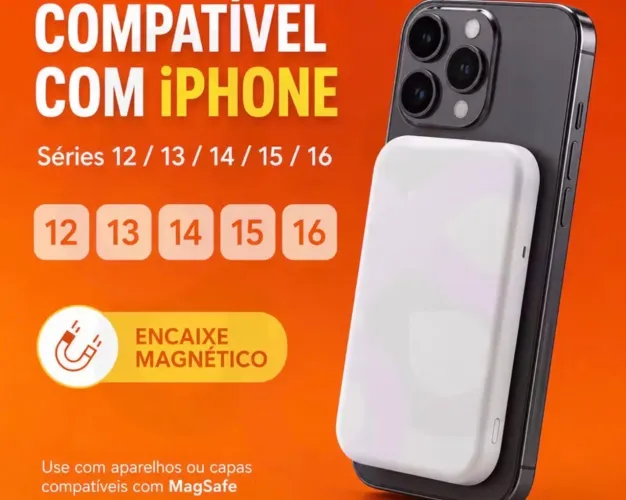 Carregador Portátil MagSafe iPhone Power Bank Indução