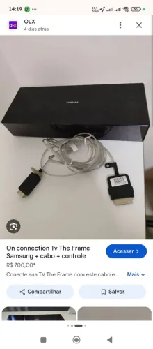 TV Samsung the Frame com One Conect e controle e cabo de conexão com One Conect