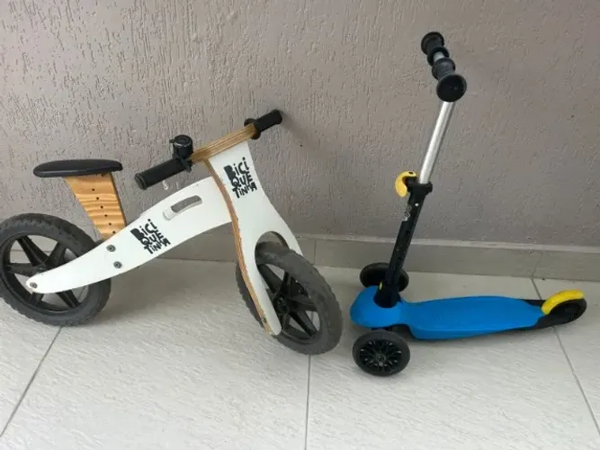Biciquetinha de equlibrio e Patinete infantil