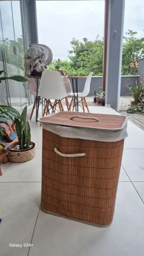 Cesto de Roupas Bambu 72 litros - Novo