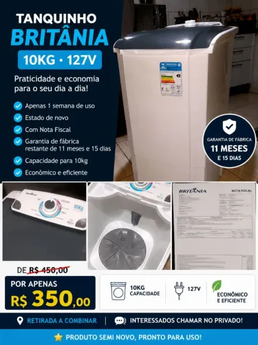 TANQUINHO BRITANIA 10 KG UMA SEMANA DE USO