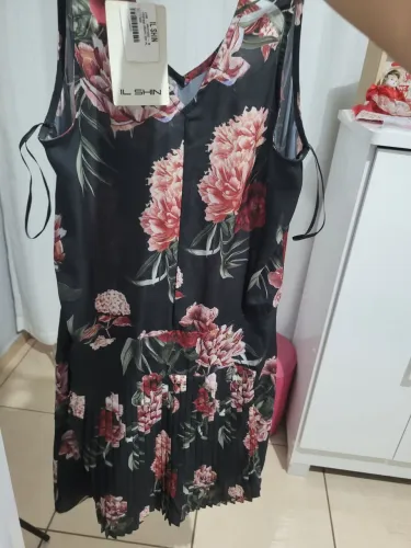 VESTIDO IL SHIN FLORAL PRETO - NOVO COM ETIQUETA