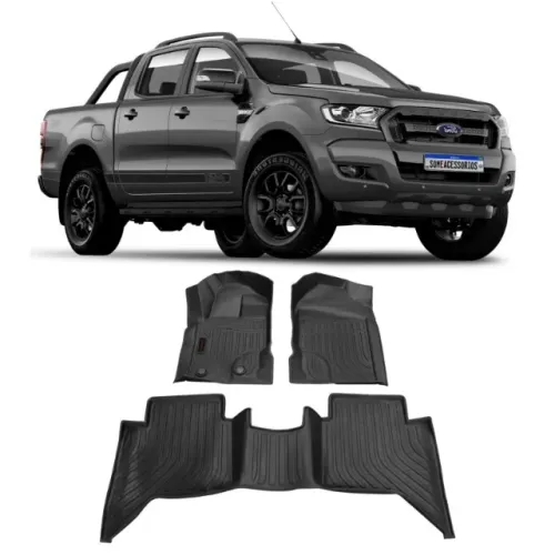 Jogo Tapete Interno Ford Ranger Emborrachado Modelo Bandeja