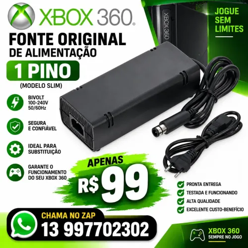 Fonte de Alimentação para Xbox 360 Slim - 1 Pino