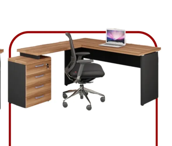 mesa em l com armário embutido
