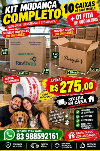 Caixas para Mudanças kit Embalagem 20 caixas grandes + 01 Fita 400 metros Caixas Fortes