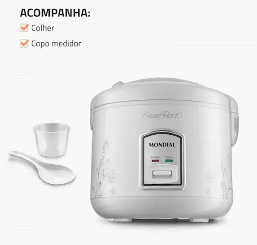 Panela Elétrica de Arroz Mondial Bianca Rice 10 Xícaras - Branca - 110V