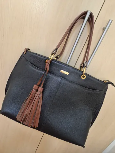 Bolsa preta grande de couro - excelente estado!