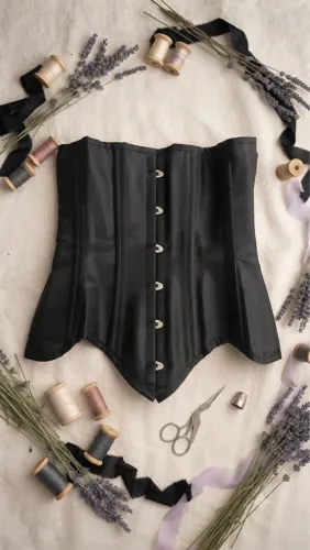 Espartilho preto PP de barbatanas de aço