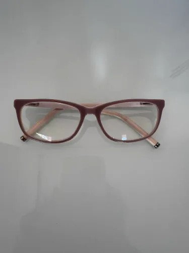 Armação óculos Chanel em acetato bege com rosa lindo