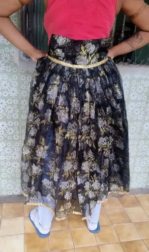 Saia Pomba Gira Umbanda Candomblé - Preta Floral