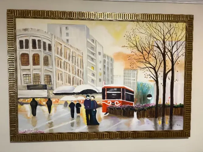 Quadro Tela Gigante 165x115cm Pintura Urbana Com Moldura Dourada