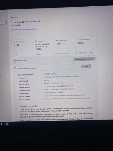 I7 3770 + RX 570 4gb + 16(8x2) Ram