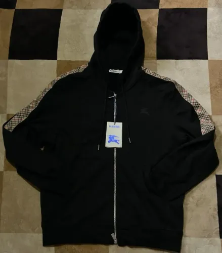 burberry moletom de algodão com acabamento xadrez