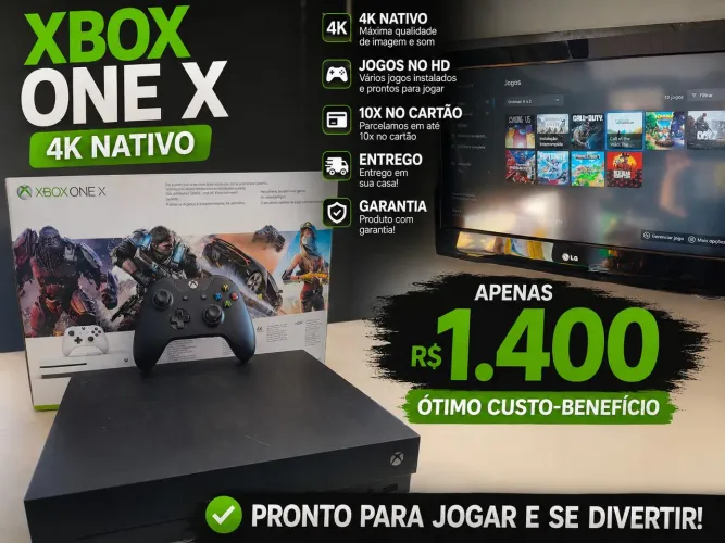Xbox one x,com jogos na conta,1 tera de hd,4k nativo