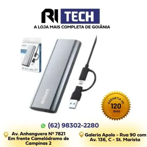 Case Gaveta SSD M.2 NVMe/SATA USB 3.0 + USB-C Adaptador Externo