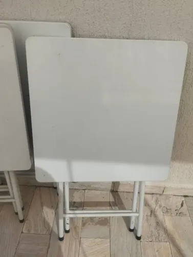 Conjunto Mesa de Bar, Dobrável, de Aço, Quadrada, Branca, 4 Cadeiras Dobráveis