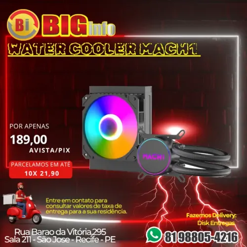 Water Cooler MACH1 Logic, RGB, 120mm, AMD e Intel, Preto- Em ate 10x Fixas