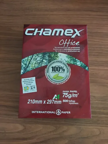 papel chamex office 210 mm x 297 mm A4 75g/m2 ; 500 folhas