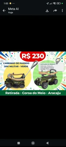Carinho de passeio infantil jip jip- verde militar