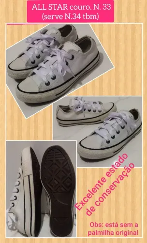 Tênis ALL STAR couro UNISSEX N. 33 (serve 34 tbm)