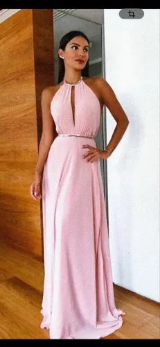 Vestido longo rosa claro (festa, eventos/casual)