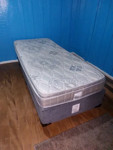 Cama box Solteiro suede cinza