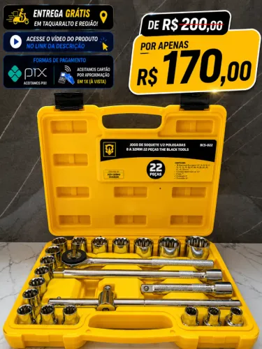 Kit de Ferramentas Jogo Chave Soquete Catraca 1/2" do 8 ao 32mm