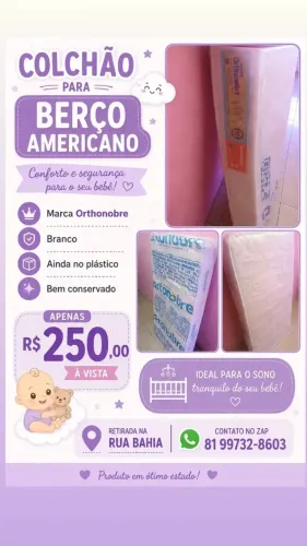 Colchão berço infantil no tamanhos americano. Branco de marca e ainda no plástico.