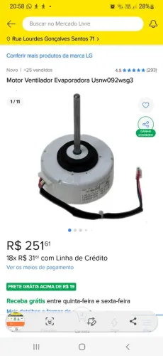 Motor Ventlador Ar Condicionado LG