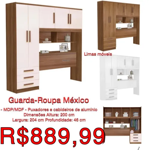 Guarda roupas modulado mexico para cama de casal / 3 cores disponíveis  / frete grátis 