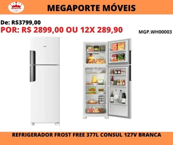 Refrigerador Frost Free 377L Consul 127V Branca