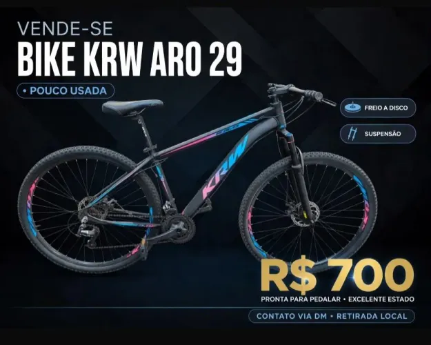 Bicicleta Aro 29 KRW K3.0 - Pouco Usada / Excelente Estado