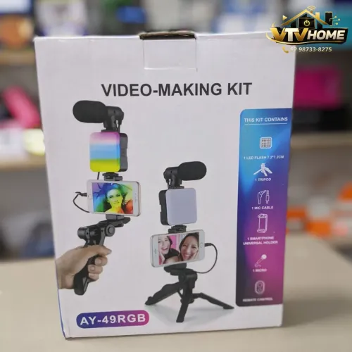 Kit Vídeo Maker RGB Com Suporte e Tripé de Celular + Entrega Grátis