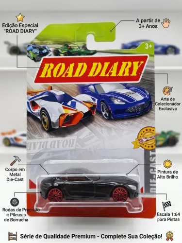 Carrinho de Brinquedo Esportivo Die-Cast - Road Diary 1:64
