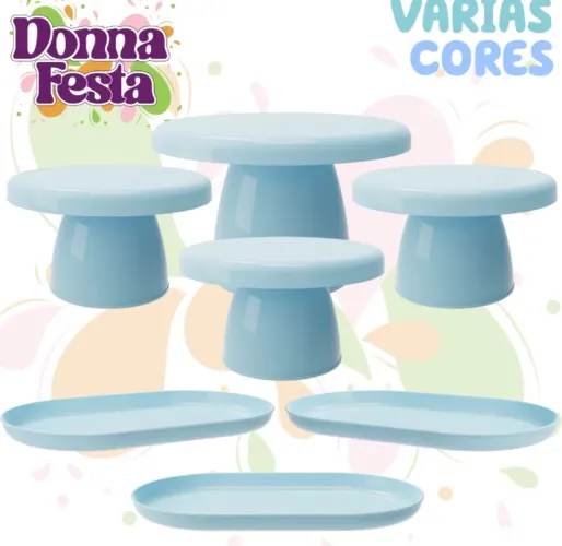 Kit Festa Eventos 7 Peças Eventos Casamentos Chá Revelação Batizado / Cor  Azul Candy 