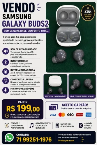 Fone de Ouvido Samsung Galaxy BUDS2 Sound By AKG
