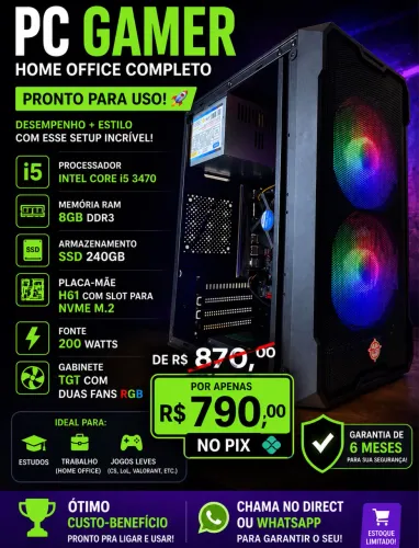 Pc Core i5 8GB Ram SSD 240GB Novo