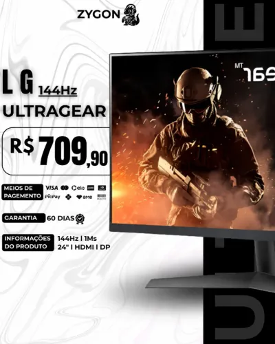 [S/ NOVO] Monitor Gamer 24" 144Hz 1ms LG UltraGear - 60 Dias Garantia