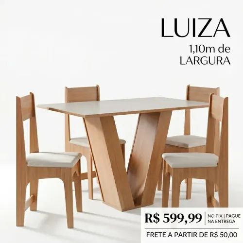 Poucas unidades!! Mesa Luiza 4 cadeira