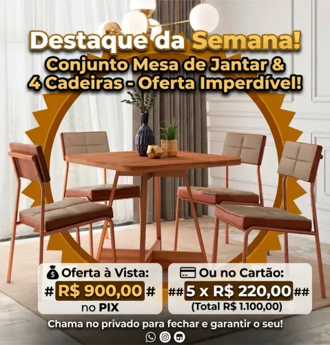 Conjunto de mesa 4 cadeiras carro