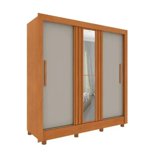 Guarda Roupa Paraty Com Espelho 3 Portas