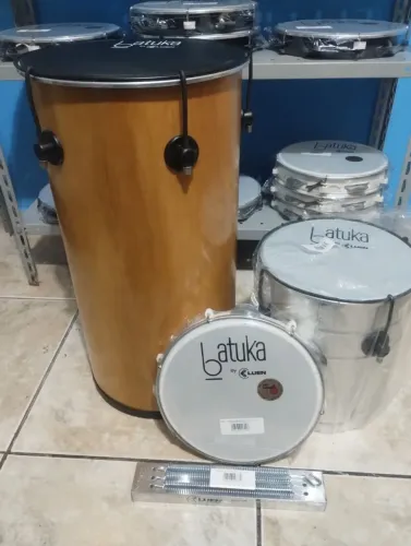 Kit Pagode Tantan 12×60 madeira + repique 10×30 Alumínio + Reco 3 molas + pandeiro 10" 