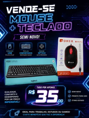 Vendo mouse+ teclado de computador por apenas 35 reais